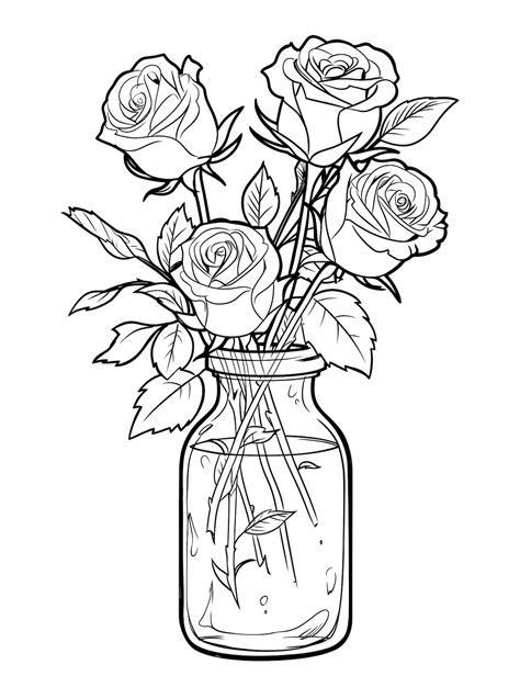Bouquet Of Roses Coloring Pages
