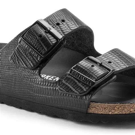 BIRKENSTOCK Arizona Embossed Natural Leather Sandal - Brown, Black