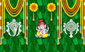 HARSHAD CREATION Multicolor Ganesh Ji pooja Banana Blackdrop Decoration ...