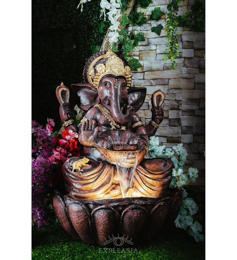 3 Feet Lotus Ganesha Water Fountain for Home, Living Room, Garden, Off ...