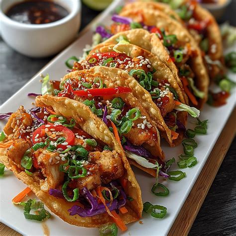 Crispy Asian Chicken Wonton Tacos - admuda