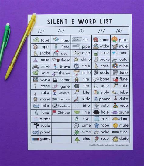 Silent E Words List