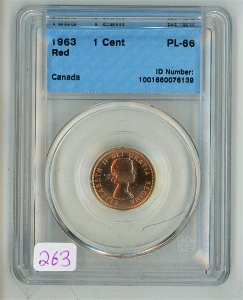 1963 CCCS graded, Canadian 1 cent coin - PL66 - Schmalz Auctions