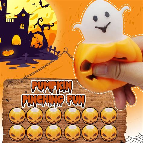 6PCS Halloween Pumpkin Head Stress Ball, Cute Ghost Pop Up Toys for ...