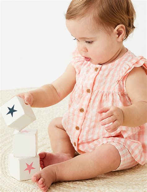 Buy 2pc Pure Cotton Gingham Outfit at Marks & Spencer