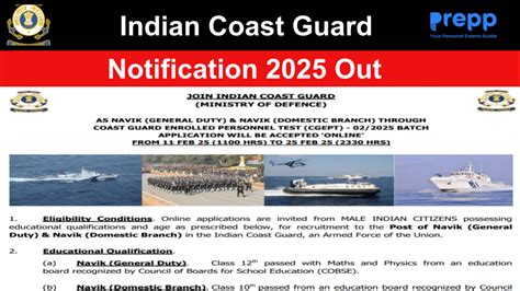 Indian Coast Guard Navik Recruitment 2025: Notification out for 300 Posts
