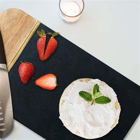 Buy Black Marble and Acacia Wooden Cheese Board for Meats Breads ...