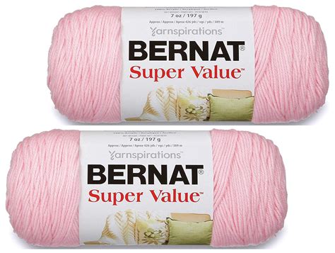 Bernat Super Value Yarn - 7 oz -Baby Pink - 2 Skein Bundle - Total of 2 ...