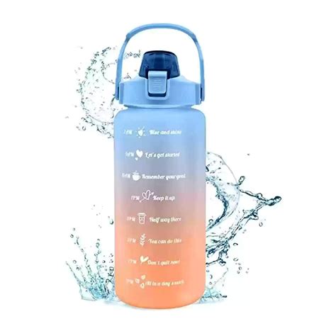2 Litre Motivational Water Bottle with Time Marker & Straw- 2000 ml ...