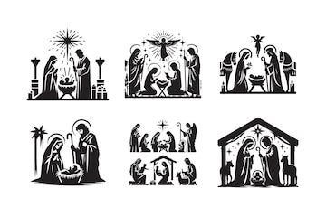 Nativity scenes set | Premium Vector