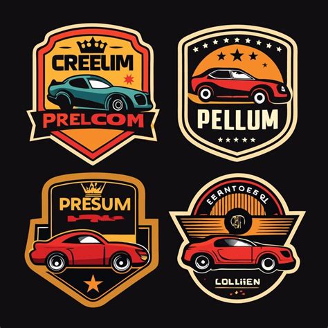 Set of four car emblems with unique designs and color schemes | Premium ...