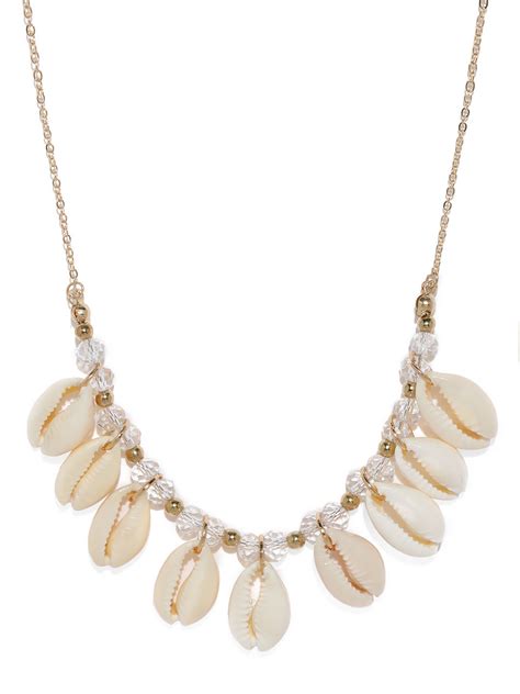 Buy Toniq Women Gold Toned & White Under The Sea Necklace Online