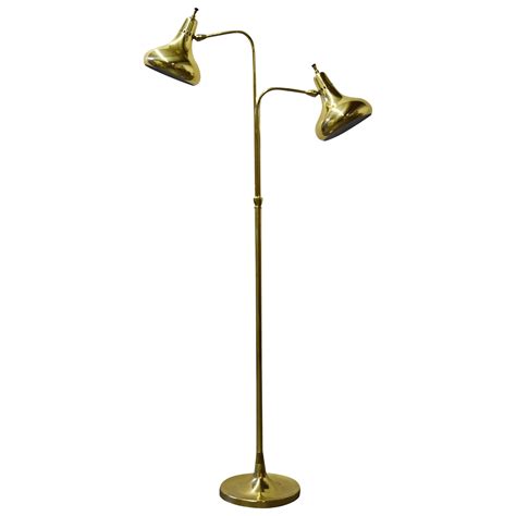 Nickel and Brass Rams Head and Hooved Floor Lamp with Carrera Marble ...