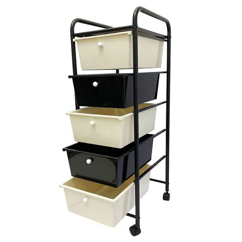 Drawer Storage Carts 5-Drawers Rolling Cart Utility Drawers Organizer ...
