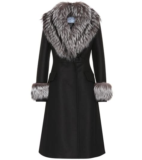 PRADA Fur-trimmed wool coat | Clothes design, Coat, Coats for women