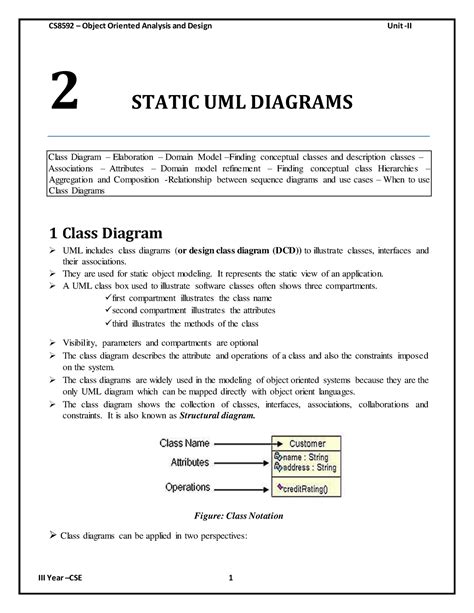 CS8592-Unit-II - Uhkhb - 2 STATIC UML DIAGRAMS Class Diagram 3 ...