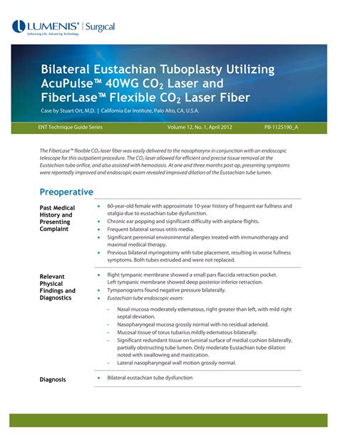 Bilateral Eustachian Tuboplasty Utilizing AcuPulse™ 40WG CO2 Laser and FiberLase™ Flexible CO2 ... - worse than vs inferior to lateral