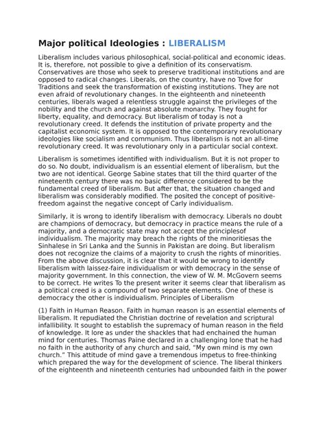 Liberalism - Major political Ideologies : LIBERALISM Liberalism ...