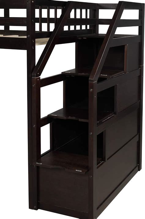 Buy Wood Loft Bed with Slide, Twin Loft Bed with Staircase, Loft Bed ...