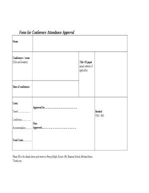 Fillable Online staffcentral brighton ac Form for Conference Attendance ...