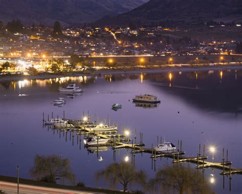 Download wallpaper 1280x1024 boats, pier, lights, mountains, twilight ...
