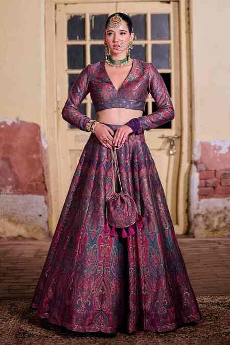 Buy Grey Silk Tassels V-neck Umairah Moonga Lehenga Set For Women by ...