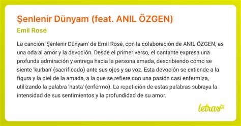 Significado de la canción Şenlenir Dünyam (feat. ANIL ÖZGEN) (Emil Rosé ...