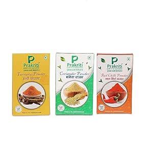 PRAKRITI Super Value Pack | Haldi Powder (200g) +/Dhania Powder (200g ...
