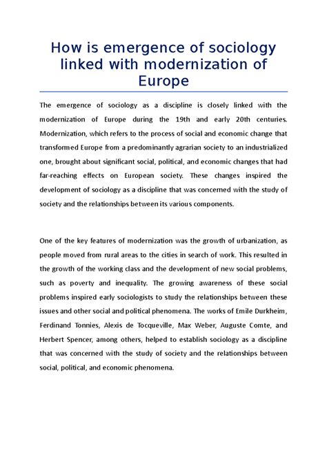 How is emergence of sociology linked with modernization of Europe - How ...