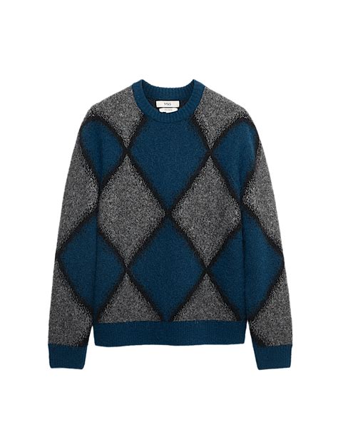 Buy Hazy Exploded Argyle Crew Neck Jumper at Marks & Spencer