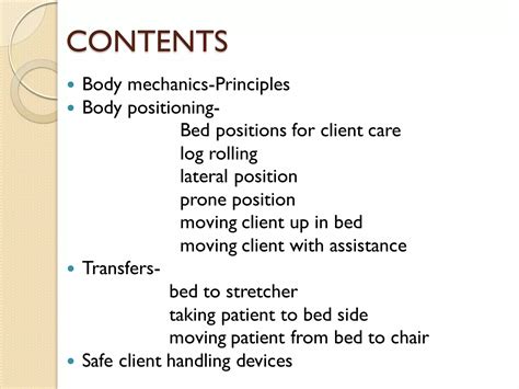 body mechanics and transfer techniques | PDF
