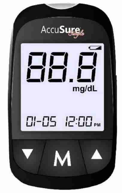 AccuSure Simple Blood Glucose Monitoring With 25 Strips Glucometer ...