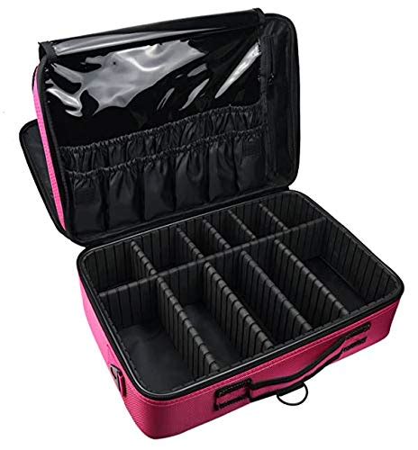 3 Layers Large Capacity Makeup Case with Adjustable Compartment (Dark ...