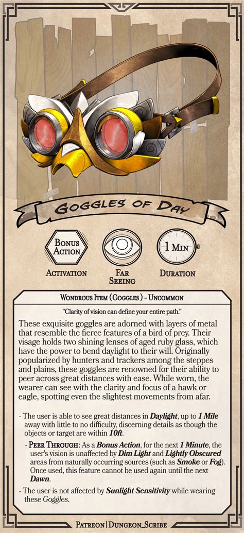 [OC][Art] Item: Goggles of Day by Dungeon Scribe : r/DnD