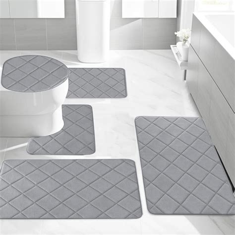 Memory Foam Bath Mat Set, JOGZMZ Bathroom Rugs for 5 Pcs Toilet Mats ...