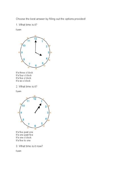 Image result for Time Worksheet Multiple Choice