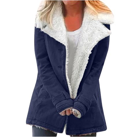 Fleece Lined Jacket Women Without Hood Sherpa Lounge Warm Thicken Pea ...