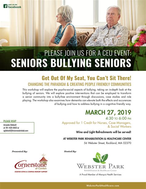 Upcoming Event: Seniors Bullying Seniors CEU Event - Webster Park ...