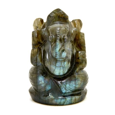 Iolite Stone Ganesha Murti in Iolite Gemstone