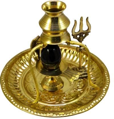 DARIDRA BHANJAN Black Shaligram Shiva Ling / Shivling with Brass ...