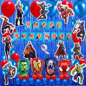 FLICK IN Super Hero Birthday Decorations Blue Curtain Avengers Theme ...