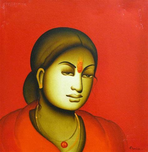 "Woman In Red": Red Acrylic Painting (18x18) by Monica | ArtZolo.com