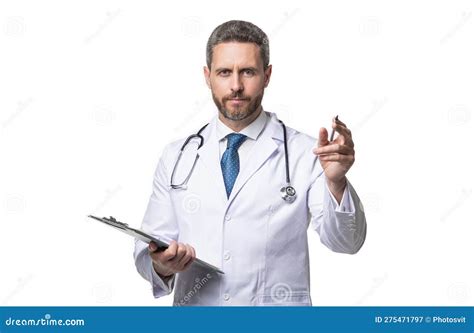 Photo Of Internist Noting Anamnesis. Internist With Anamnesis Isolated On White. | CartoonDealer ...
