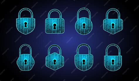 Um conjunto de ícones de cadeado azul com os números 1, 2, 3, 5 e 3 ...