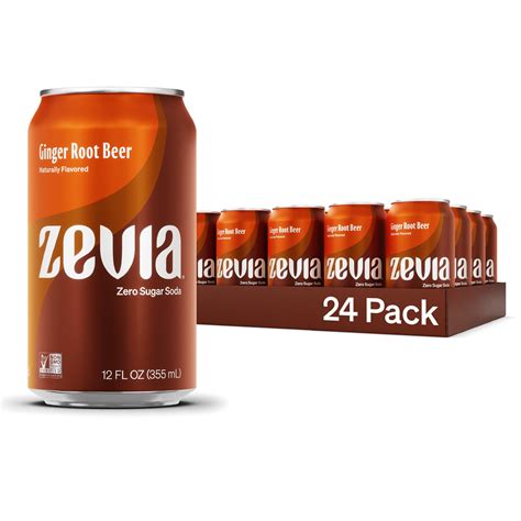 Zevia Zero Calorie Soda, Ginger Root Beer, 12 Ounce Cans (Pack Of 24 ...