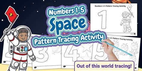 Numbers 1-5 Space Pattern Tracing Activity
