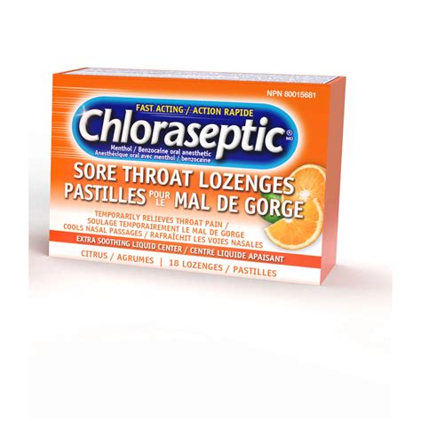 Chloraseptic Sore Throat Lozenges - Fast Relief Citrus Flavor, 18 ...