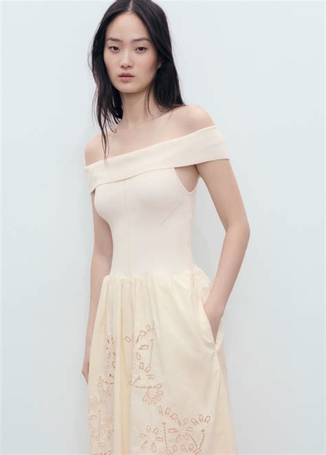 Combined dress with embroidered details - Women | MANGO USA