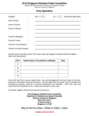 Fillable Online B2004b Singapore Statistical Poster Competition - The ...