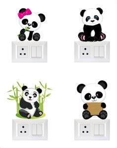 KgnDesigns 30 cm Decorative cute panda switch bords stickers Self ...